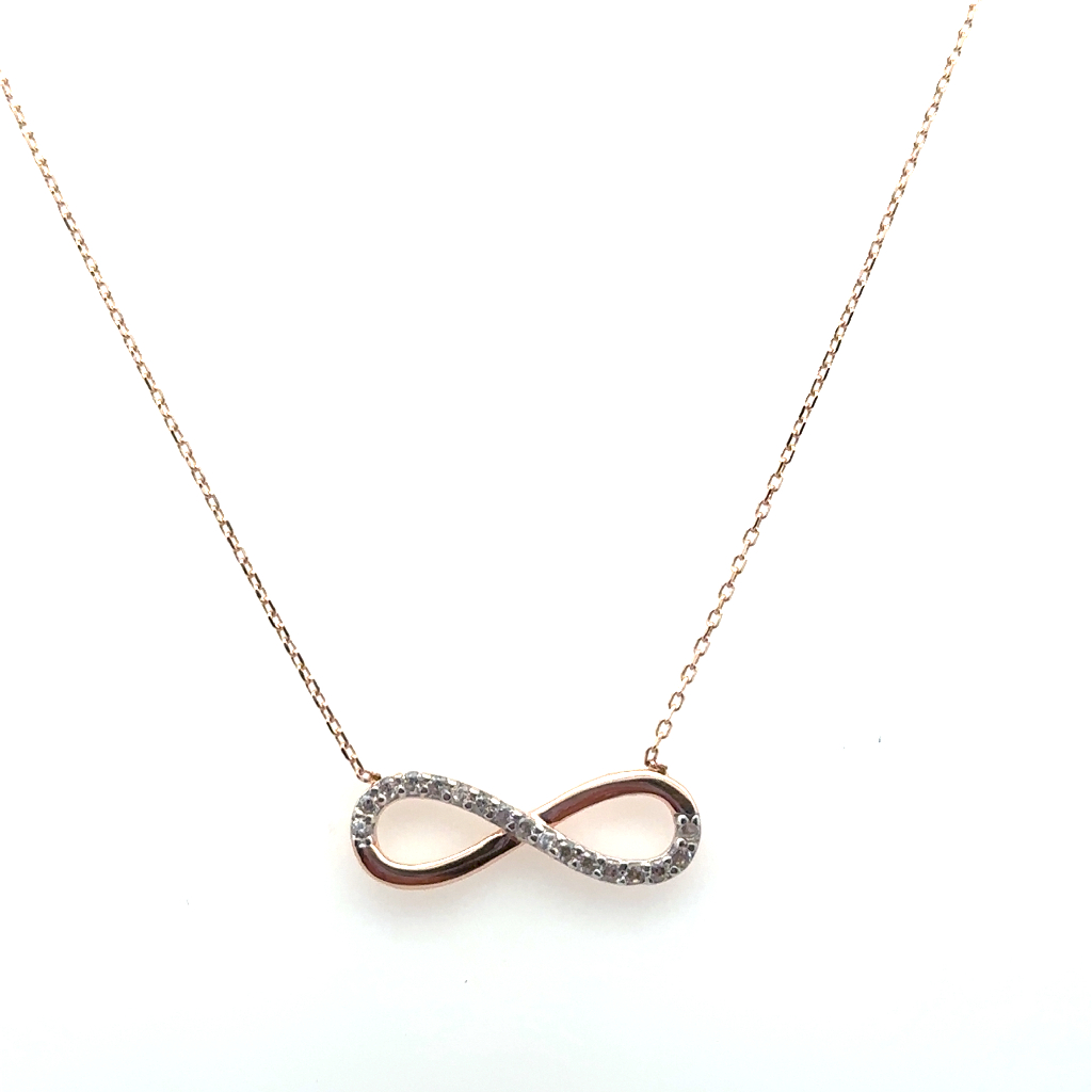 Collier symbole de l'infini, or rose 10 carats, zircons incolores - PDG-186-R - Exclusivités