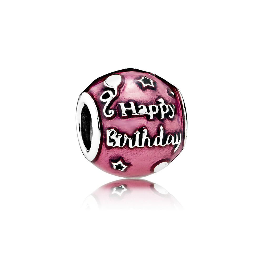 Bille célébration de fête d'anniversaire, argent, émail cerise