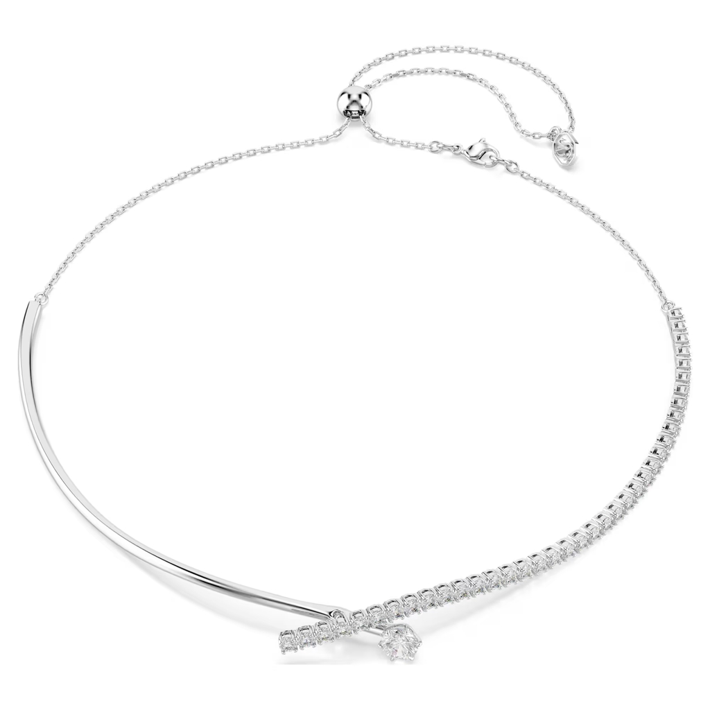 Collier Matrix, métal rhodié, cristaux incolores