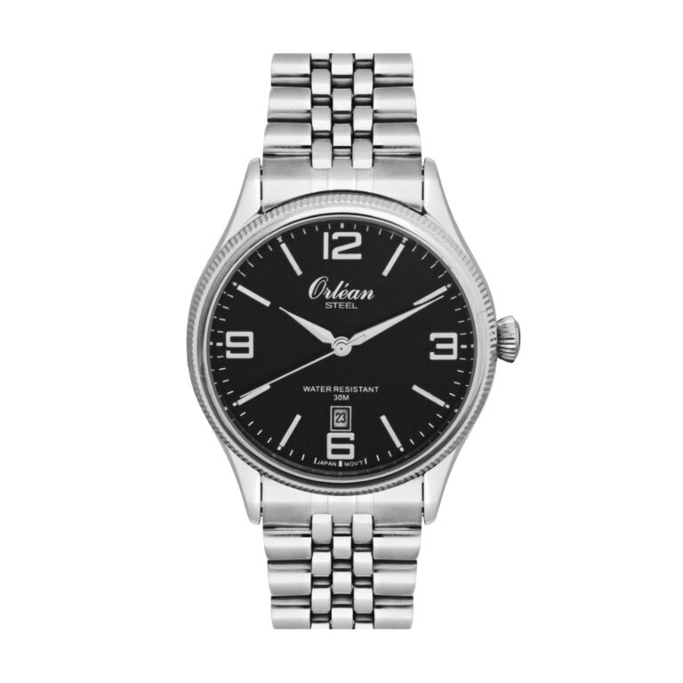 Montre acier, fond noir - ME3524 - Orlean