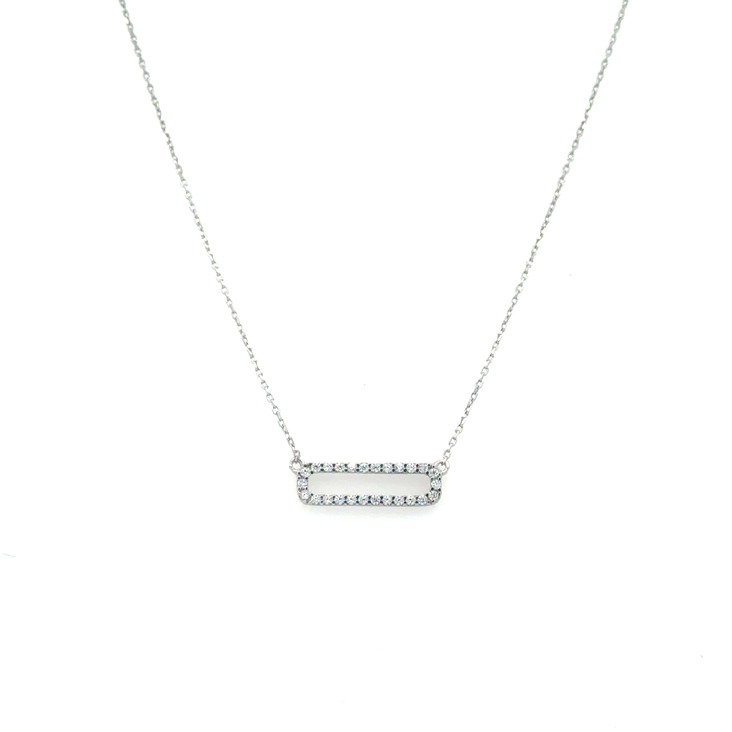 Collier or blanc 10 carats, zircons incolores Collier or blanc 10 carats, zircons incolores