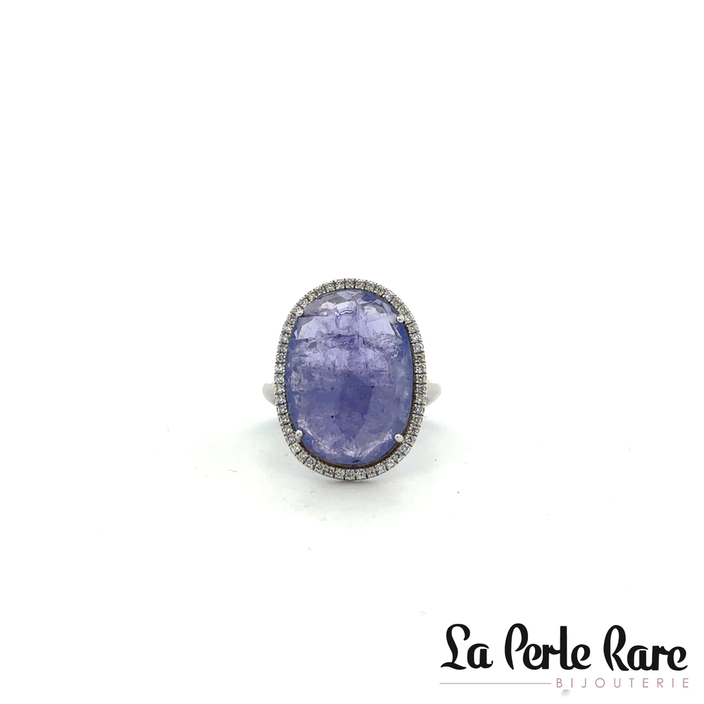 Bague or blanc, tanzanite, 28 pts dia tot - FPT1815A - Exclusivités