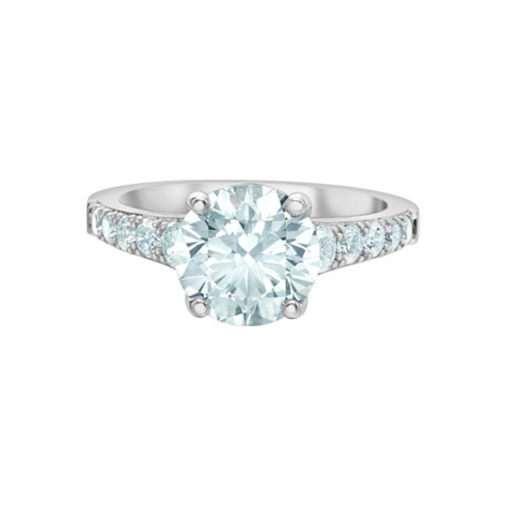 Bague or blanc 14 carats, 395 points de diamant de laboratoire total, VS1/E - 31404WG-395 - Corona