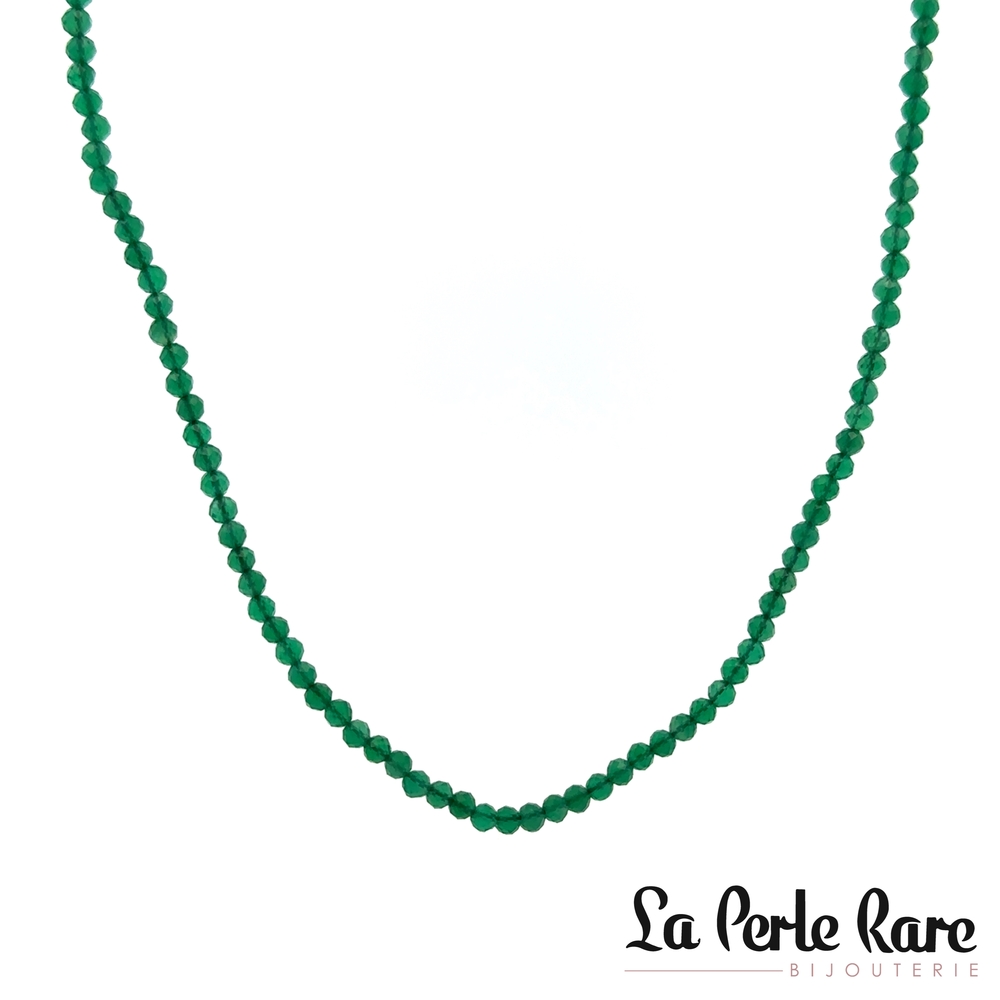 Collier métal doré, onyx plaqué vert - DBJNCK1127GCO - Dee Berkley