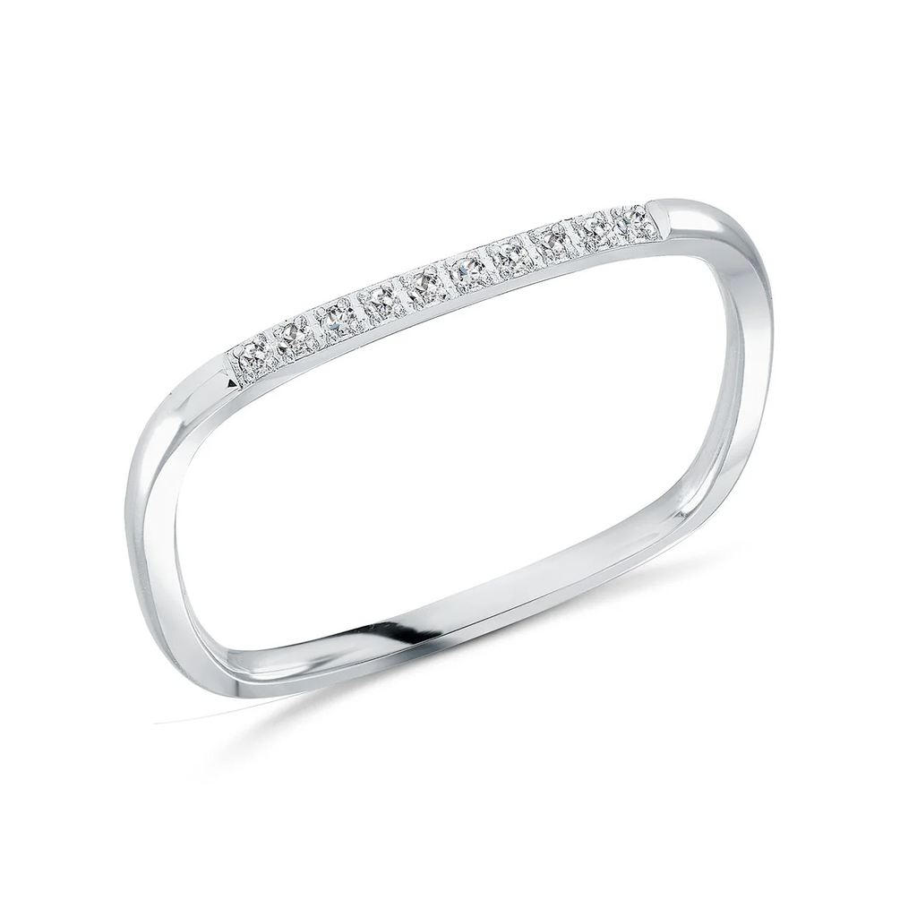 Bague carrée, acier inoxydable, zircons incolores - SWR44-6 - Italgem Steel