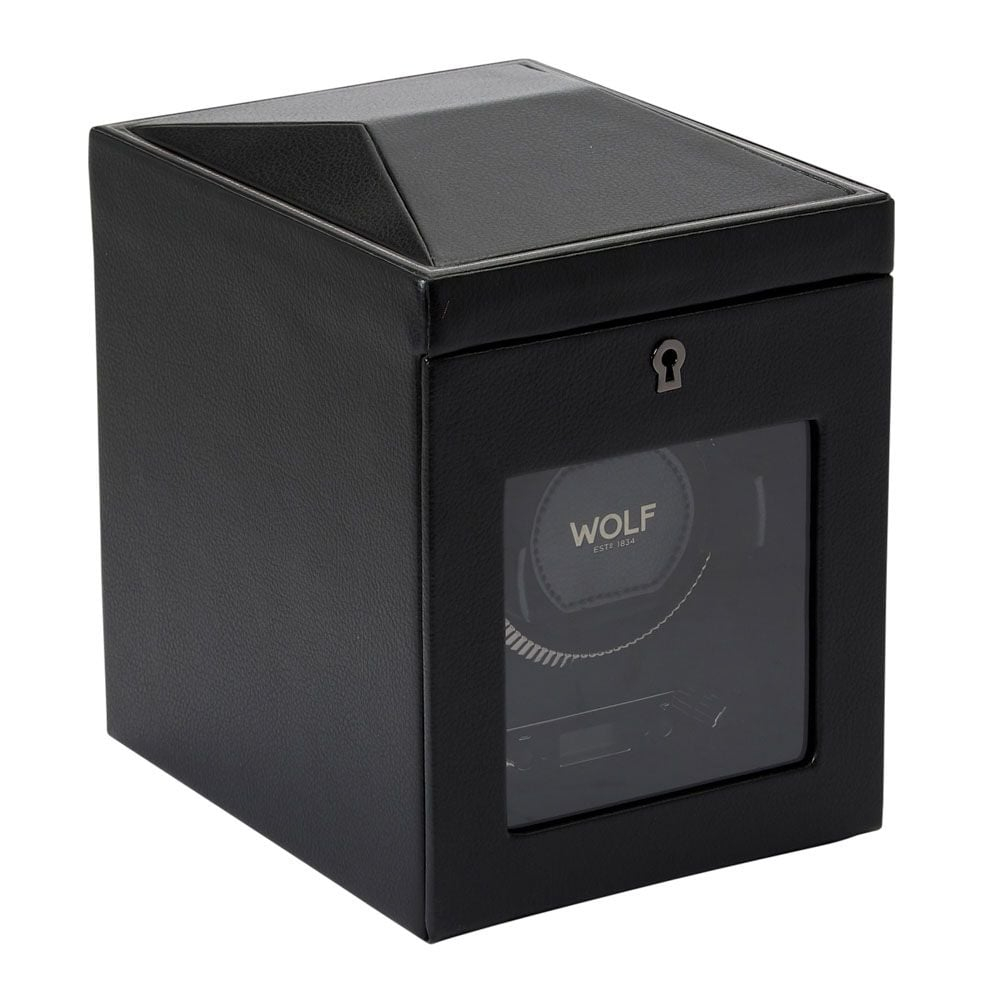 Coffre rotatif pour montre automatique, cuir noir - 793102 - WOLF