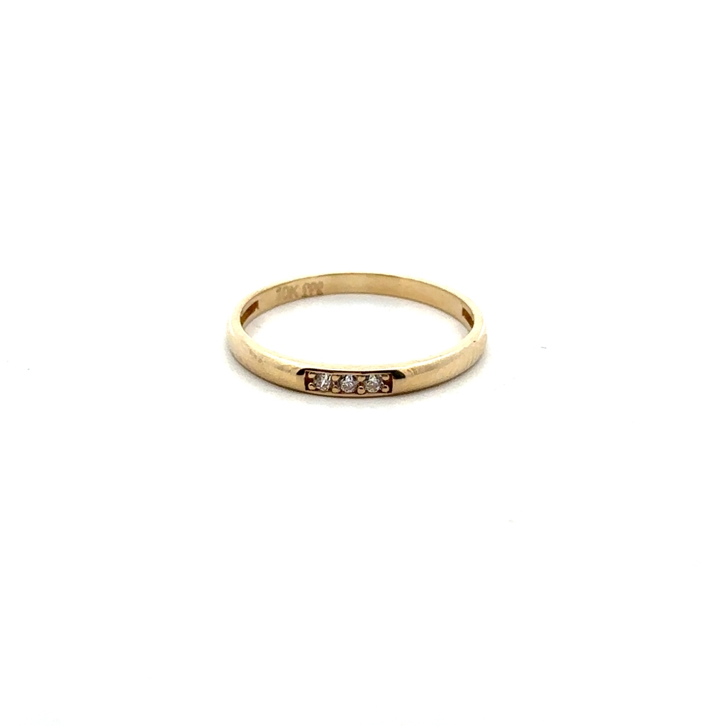 Jonc or jaune 10 carats, zircons incolores - RR2492-01 - Exclusivité