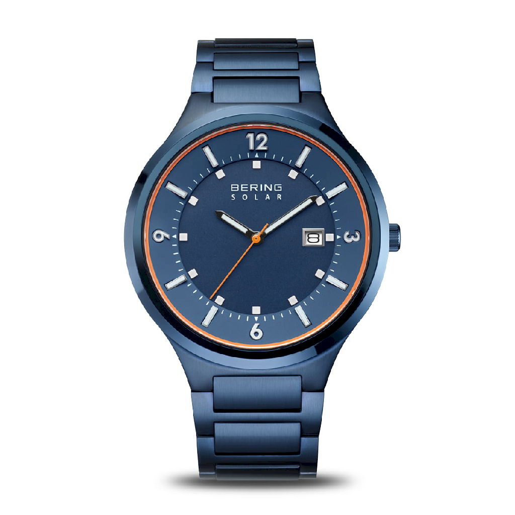 Montre solaire acier cadran bleu