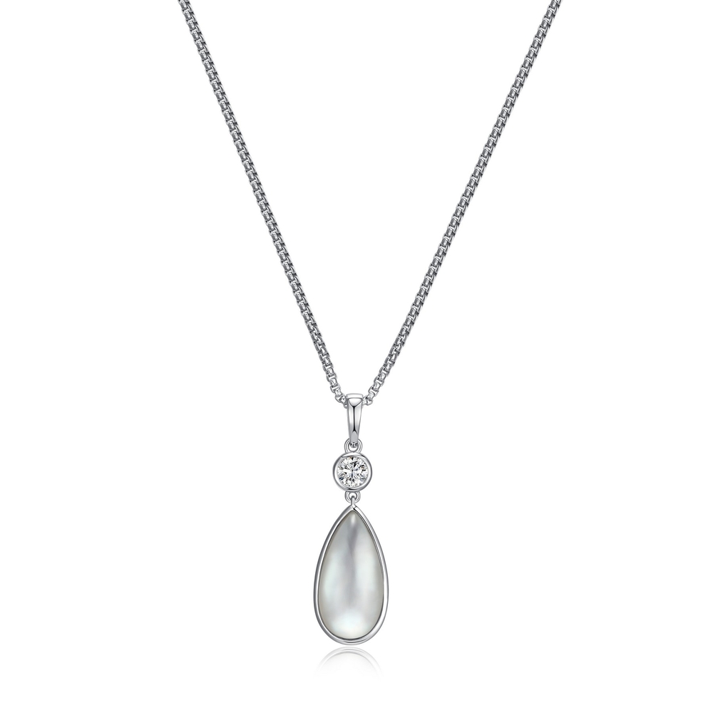 Pendentif argent rhodié, nacre de perle, zircon - R0LBVSGV46 - Elle