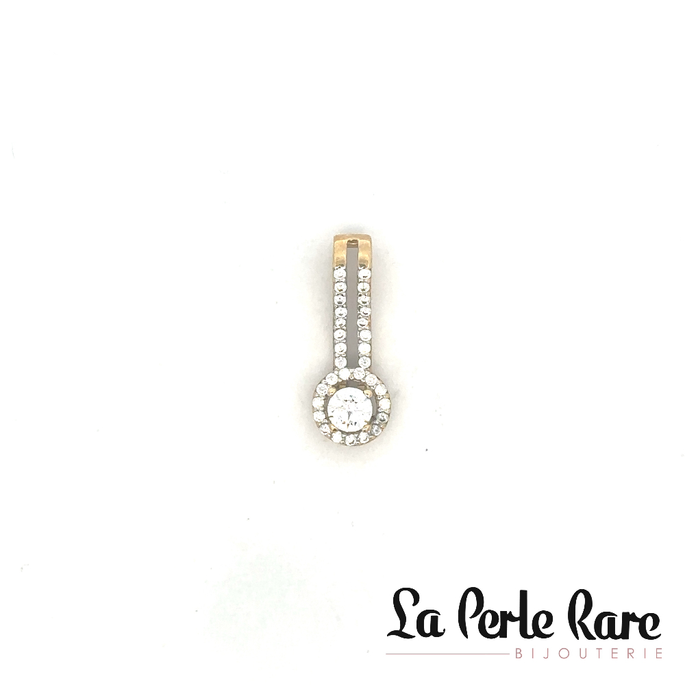 Pendentif or jaune 10 carats, zircons incolores - MOZ-203-J-P - Exclusivités