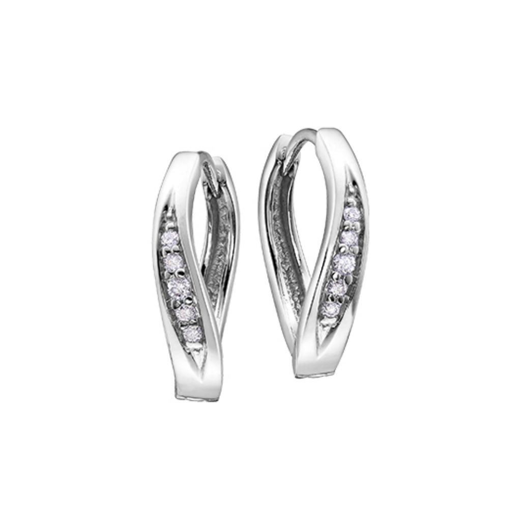 Boucles d’oreilles anneaux en or blanc 10K avec 25 points de diamants - DX613W25 - Corona