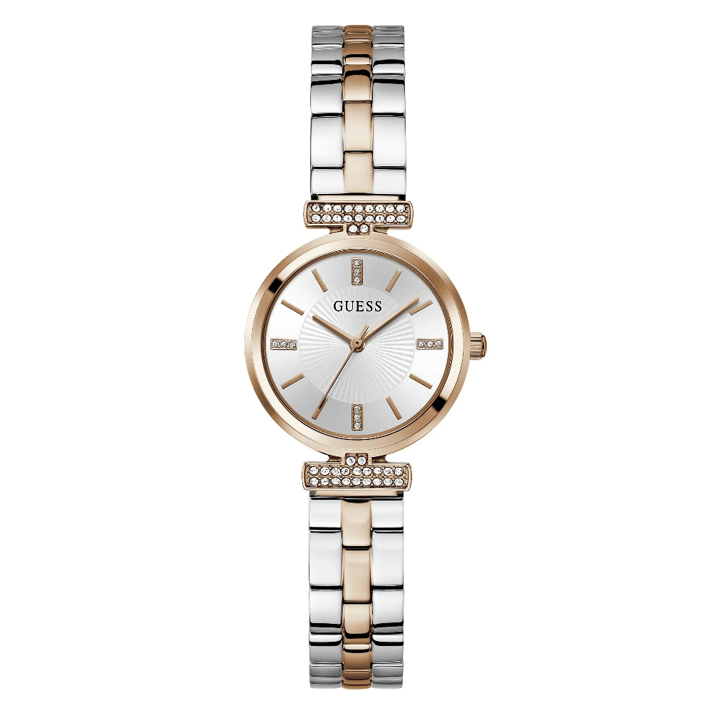 Montre acier inoxydable 2 tons (blanc/rose), zircons incolores - GW0762L4 - Guess