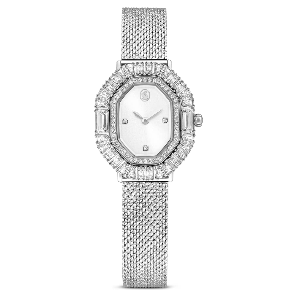 Montre octogonale, métal rhodié, cristaux blancs - 5732498 - Swarovski