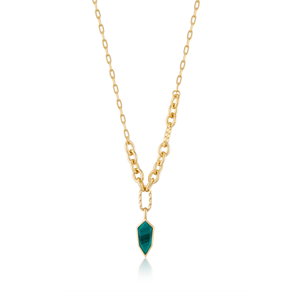 Collier argent doré, malachite - N042-01G-M - Ania Haie