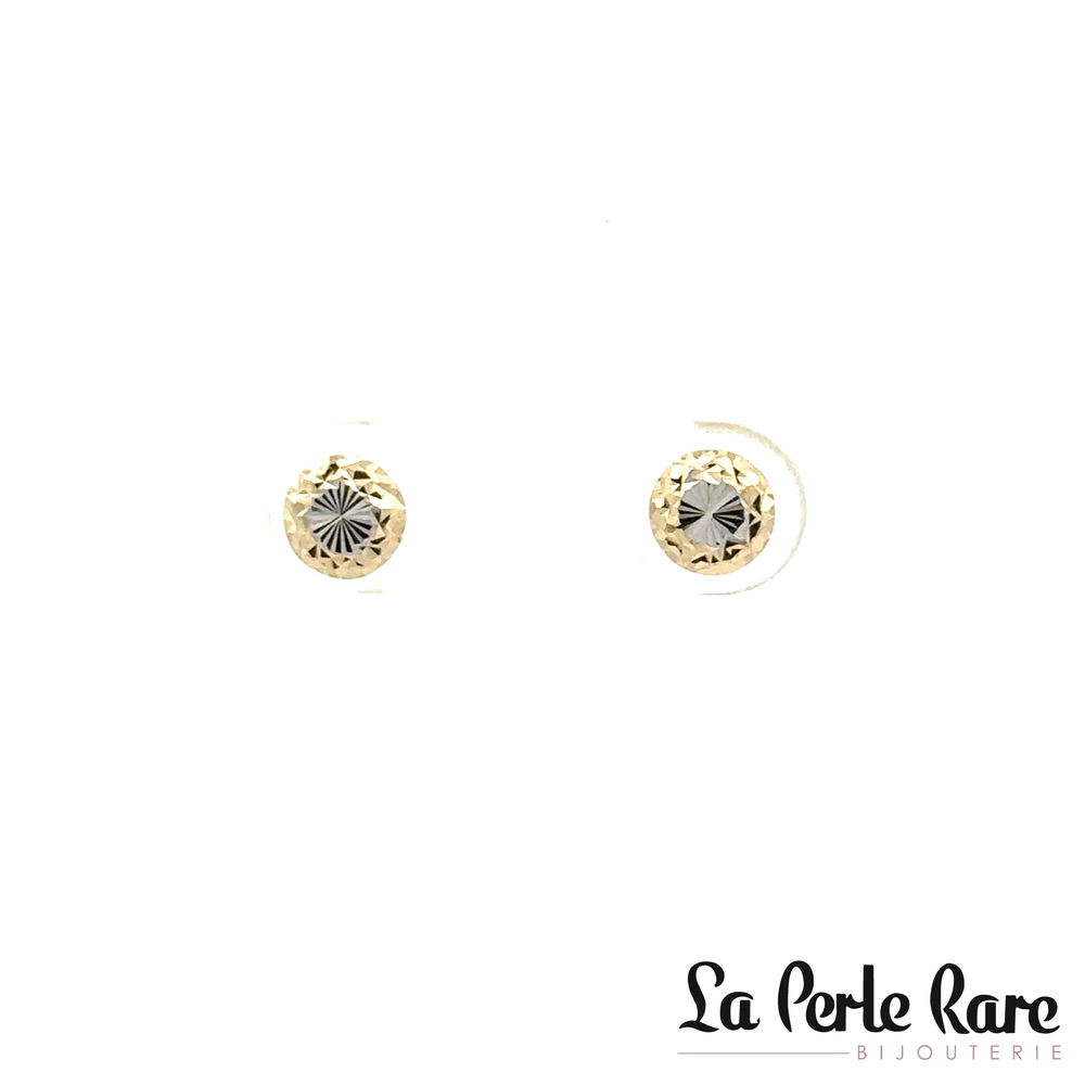 Boucles d'oreilles fixes texturées, or 2 tons (jaune/blanc) 10 carats - ED01-4881-2T - Exclusivités