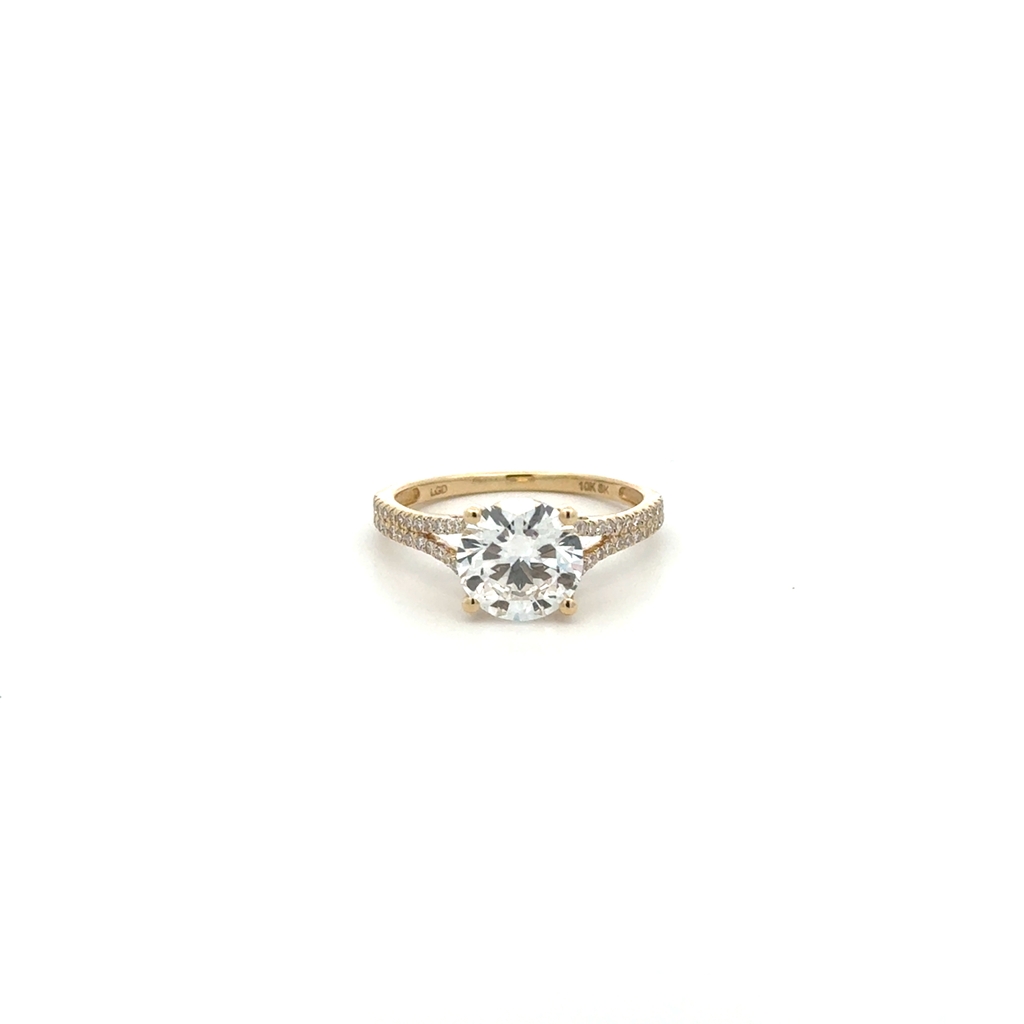 Bague or jaune 10 carats, 225 points de diamant de laboratoire total,VS2/D, certificat