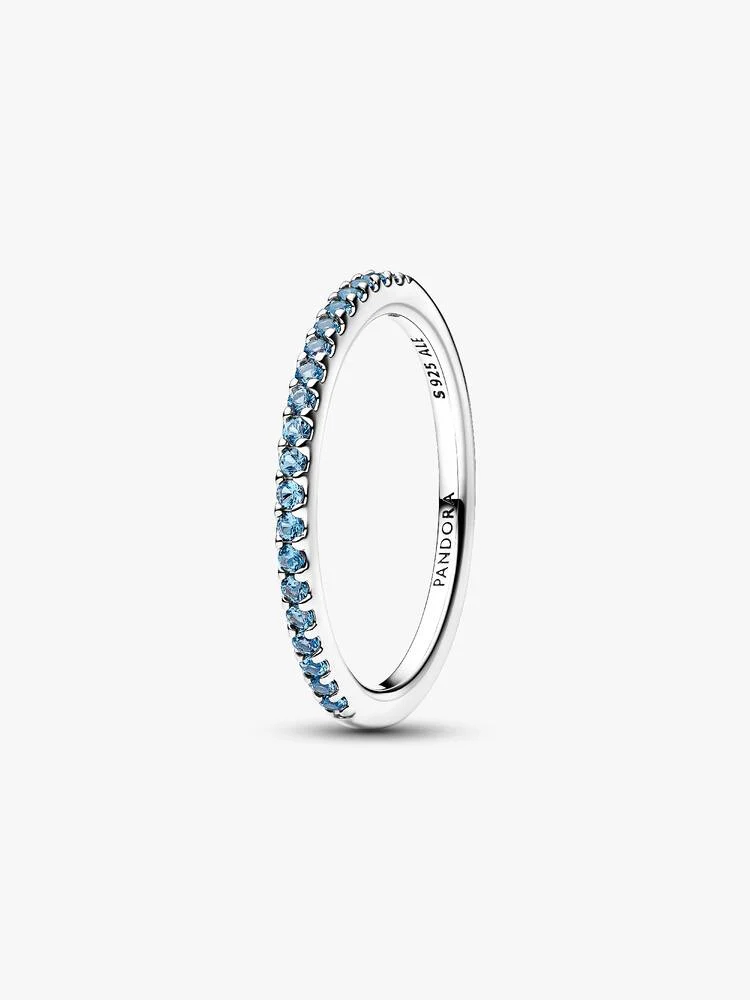 Jonc semi-éternité scintillant, argent, cristaux bleus