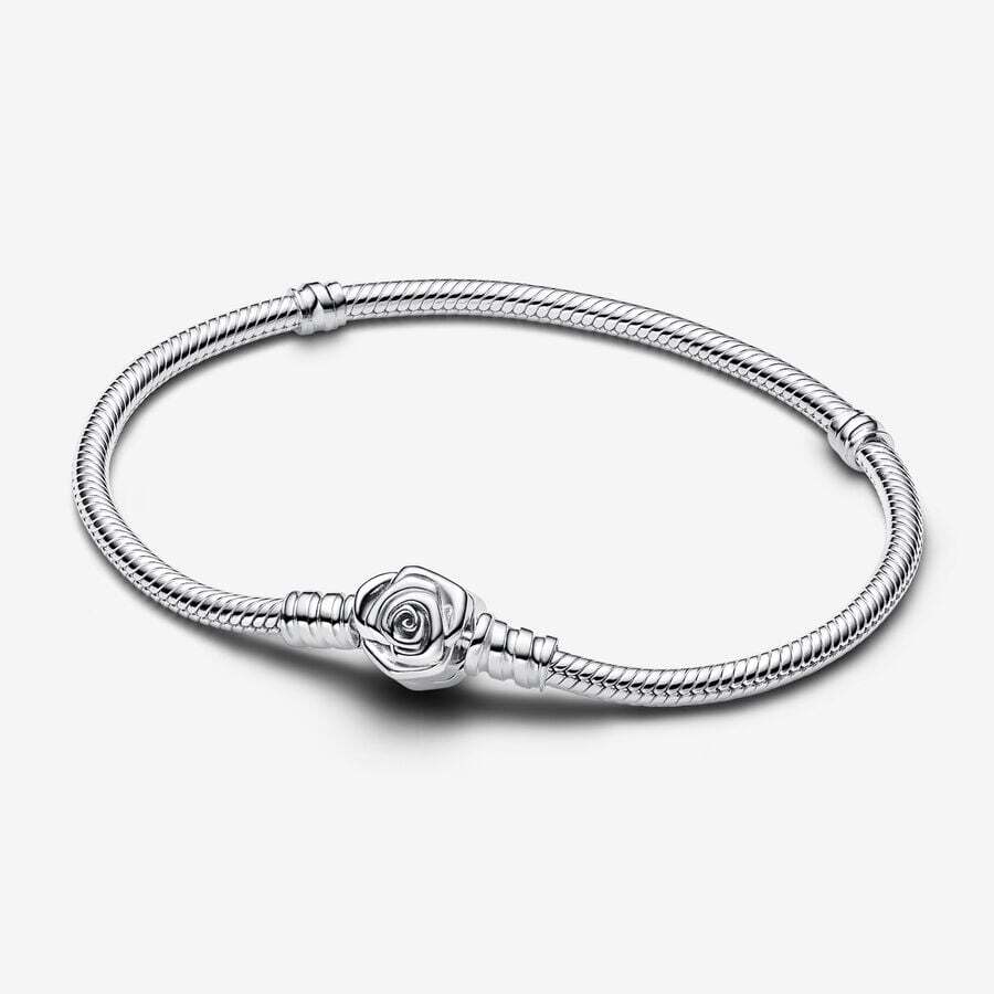 Rose clasp bracelet, silver