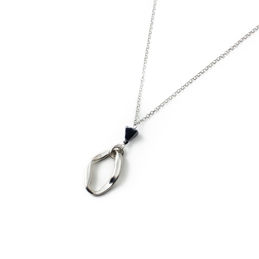 Collier étain, verre - CYRANE-ANTHRACITE - Anne-marie Chagnon