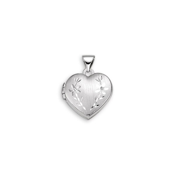 Pendentif loquet coeur, or blanc 10 carats - 3005 - Exclusivités