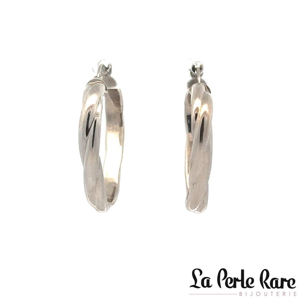Anneaux en or blanc triangle torsade - ANN-4A-14K-11 - Exclusivités