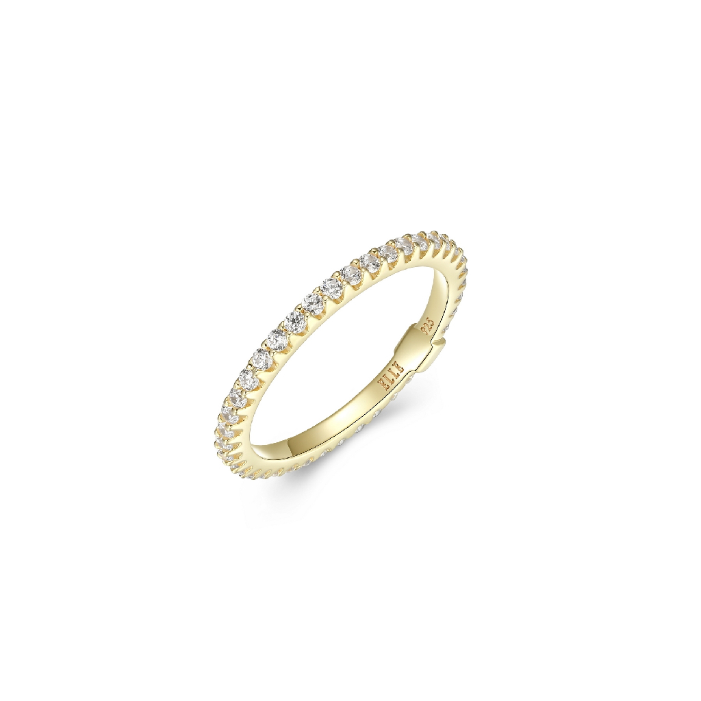 Jonc éternité, argent finition or jaune, zircons incolores - 34LAF800A8 - Elle