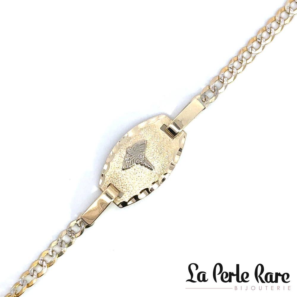 Bracelet médical, or 2 tons (jaune et blanc) 10 carats - LPR-2752 - Exclusivités