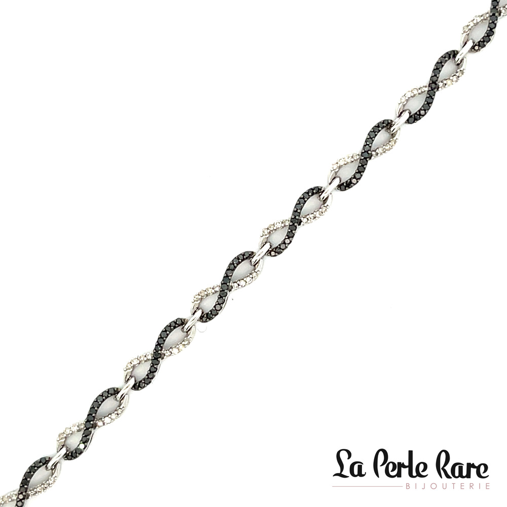 Bracelet or blanc, 150 pts dia noirs/blancs tot Bracelet or blanc, 150 pts dia noirs/blancs tot