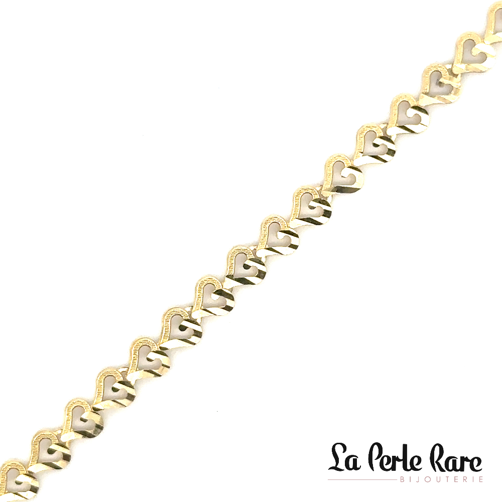 Bracelet coeurs, or jaune 10 carats - LPR-2503-8 - Exclusivités