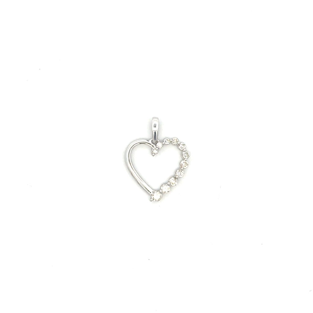 Pendentif coeur, or blanc 10 carats, 30 points de diamant total - SKP46632-30 - Exclusivités