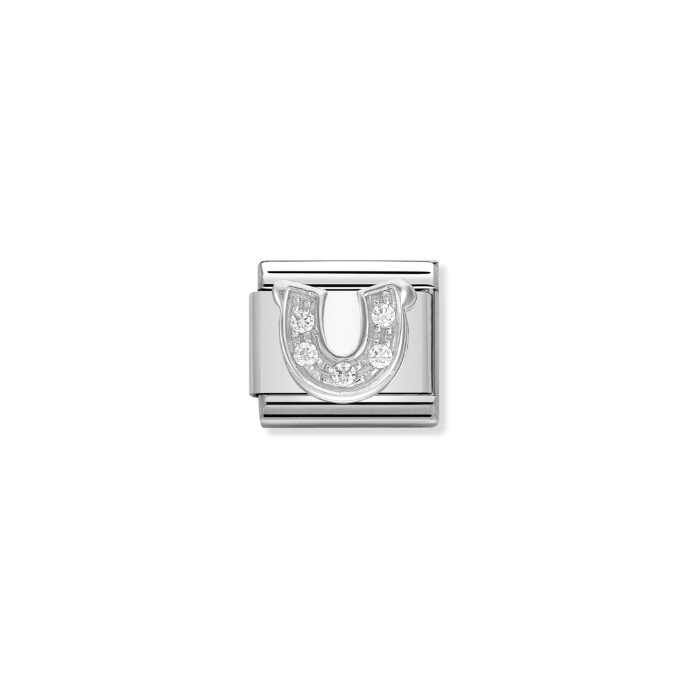 Maille classique fer à cheval, acier inoxydable, argent, zircons incolores - 33030406 - NOMINATION