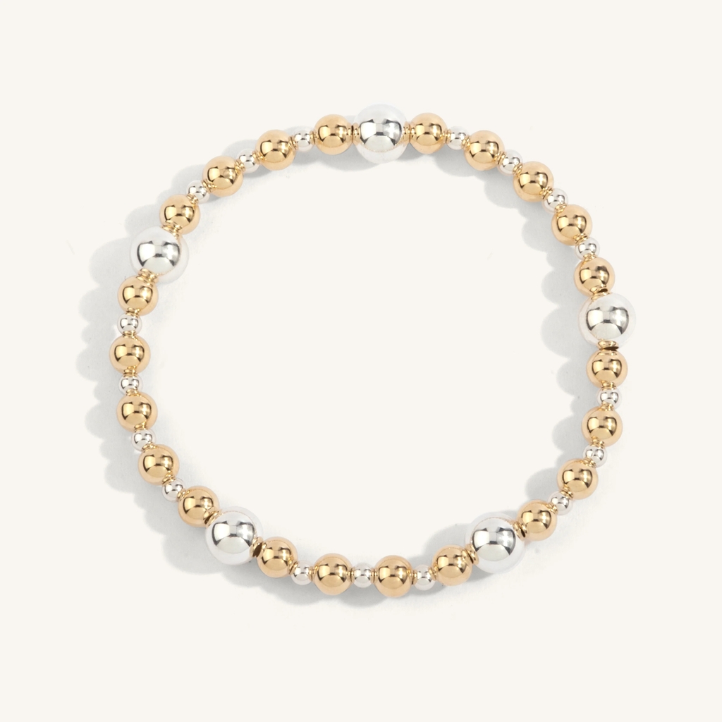 Bracelet extensible, métal doublé d'or 14 carats, argent, 3, 5 et 7 millimètres