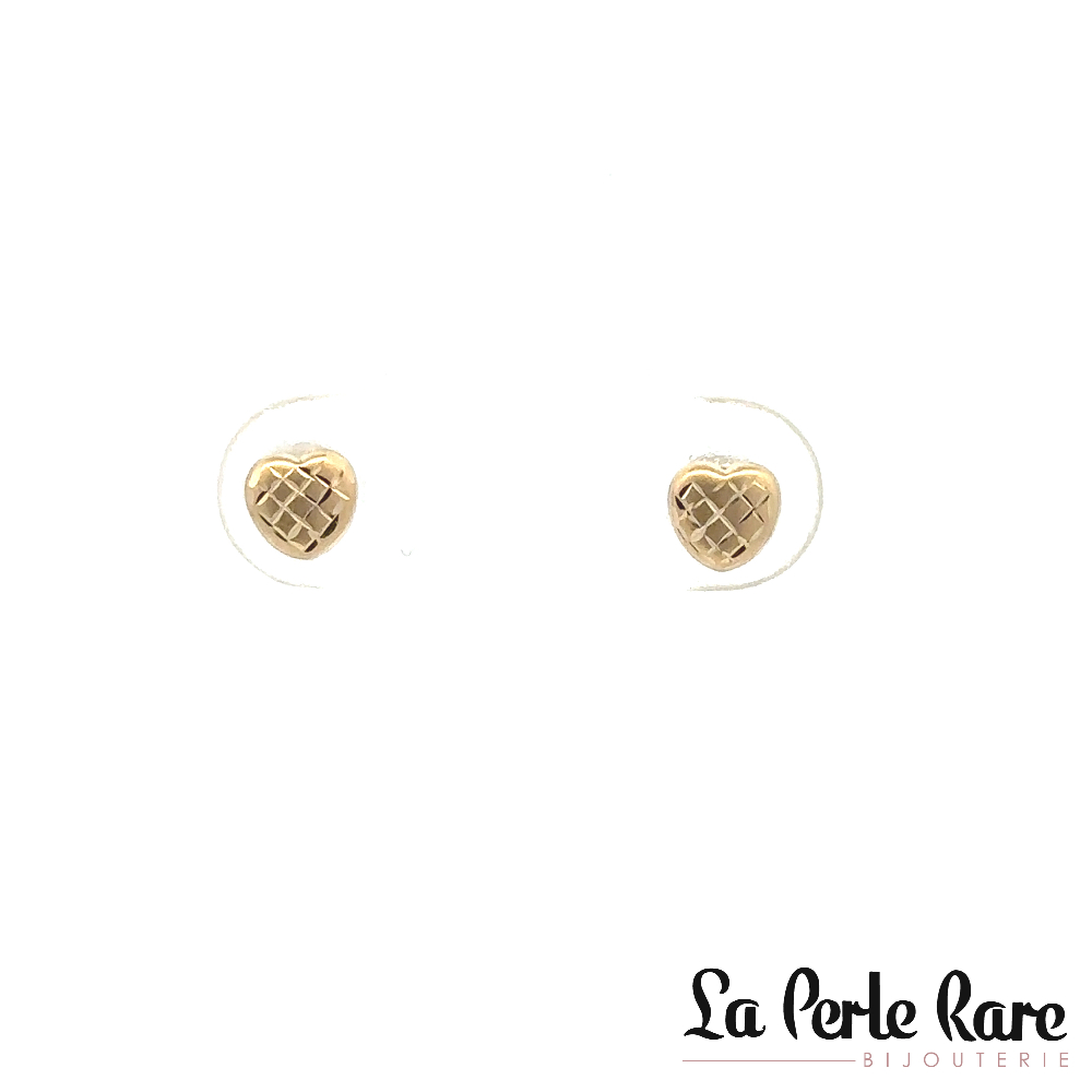 Boucles d'oreilles fixes coeurs texturés, or jaune 10 carats - 3176-1 - Exclusivités