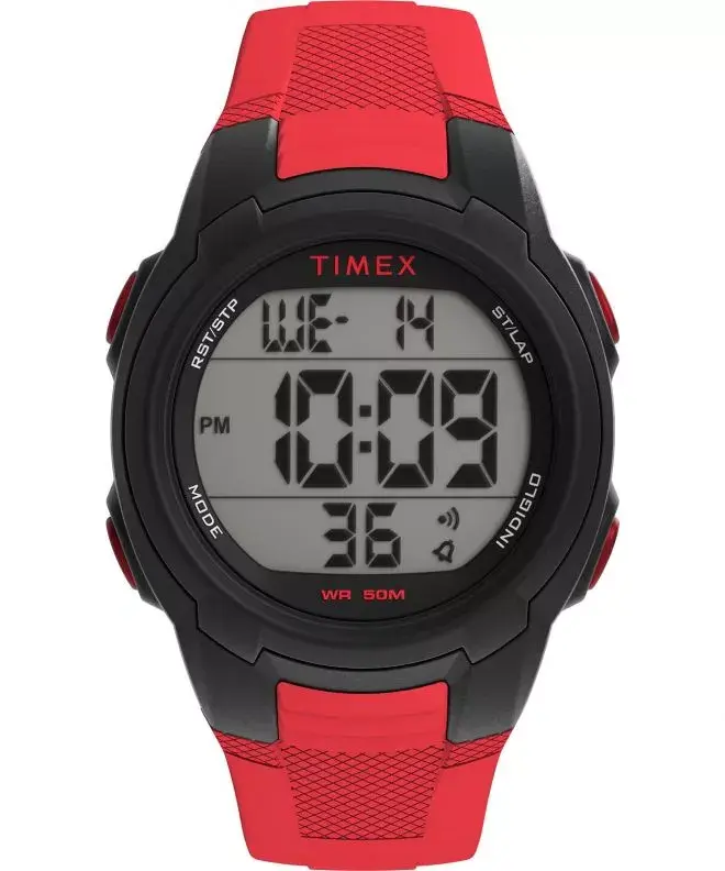 TW5M58500SO Timex Montre num rique homme bracelet caoutchouc rouge