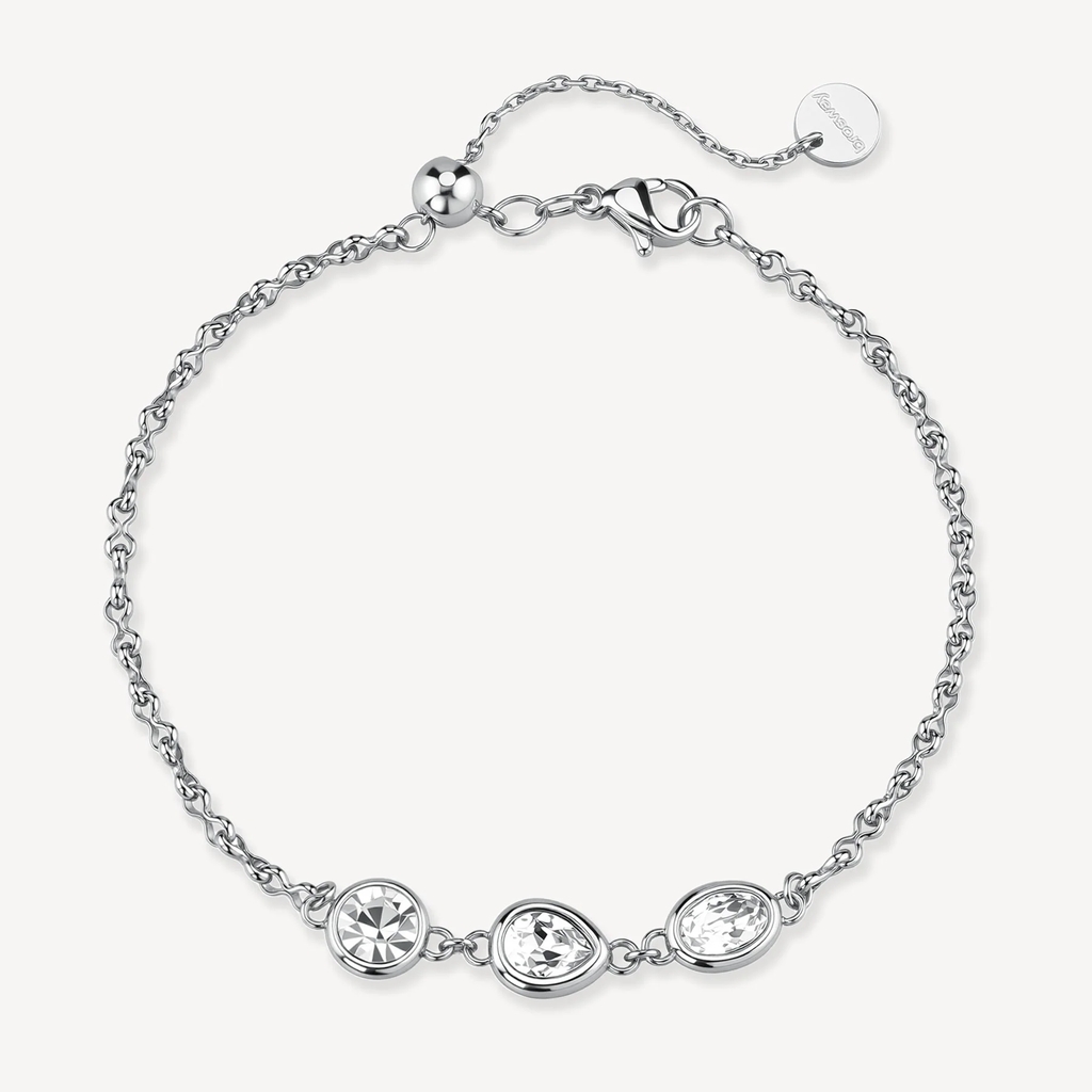 Bracelet Symphonia, acier inoxydable, zircons incolores