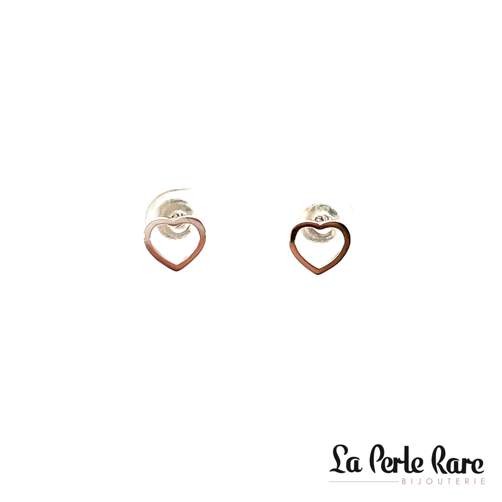 Boucles d'oreilles fixes coeurs, or blanc 10 carats - EAS-5174-B - Exclusivités