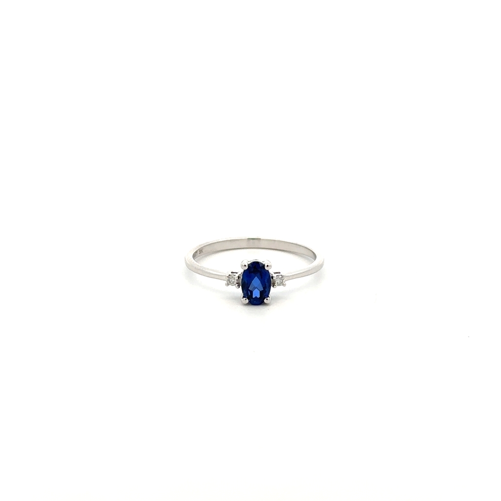 Bague or blanc 14 carats, saphir de 50 points, 3 points de diamant total - SKR40125-SD - Exclusivités