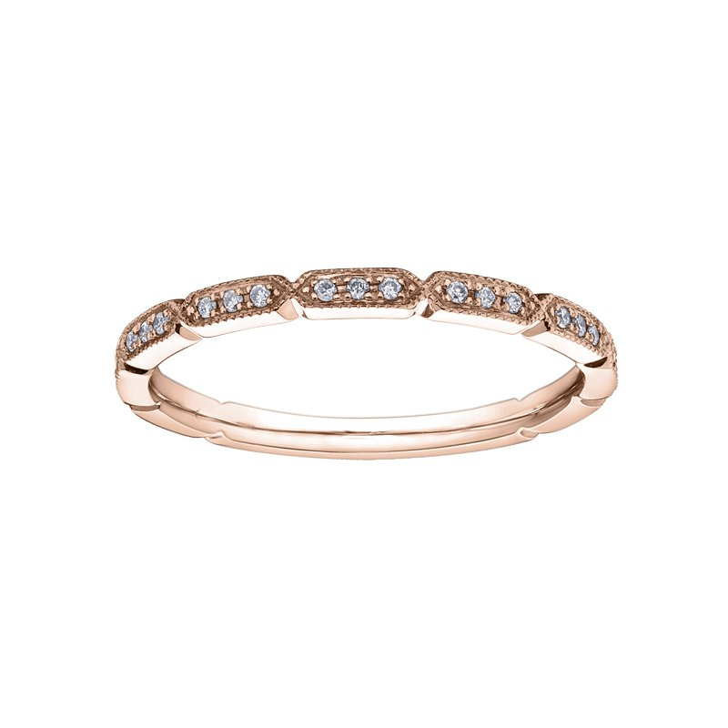 Rose gold ring with 8 dia pts total