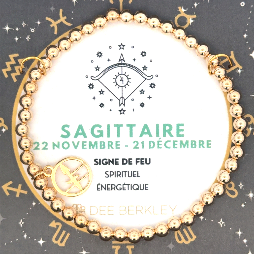 Bracelet zodiaque Sagittaire, métal avec finition en or