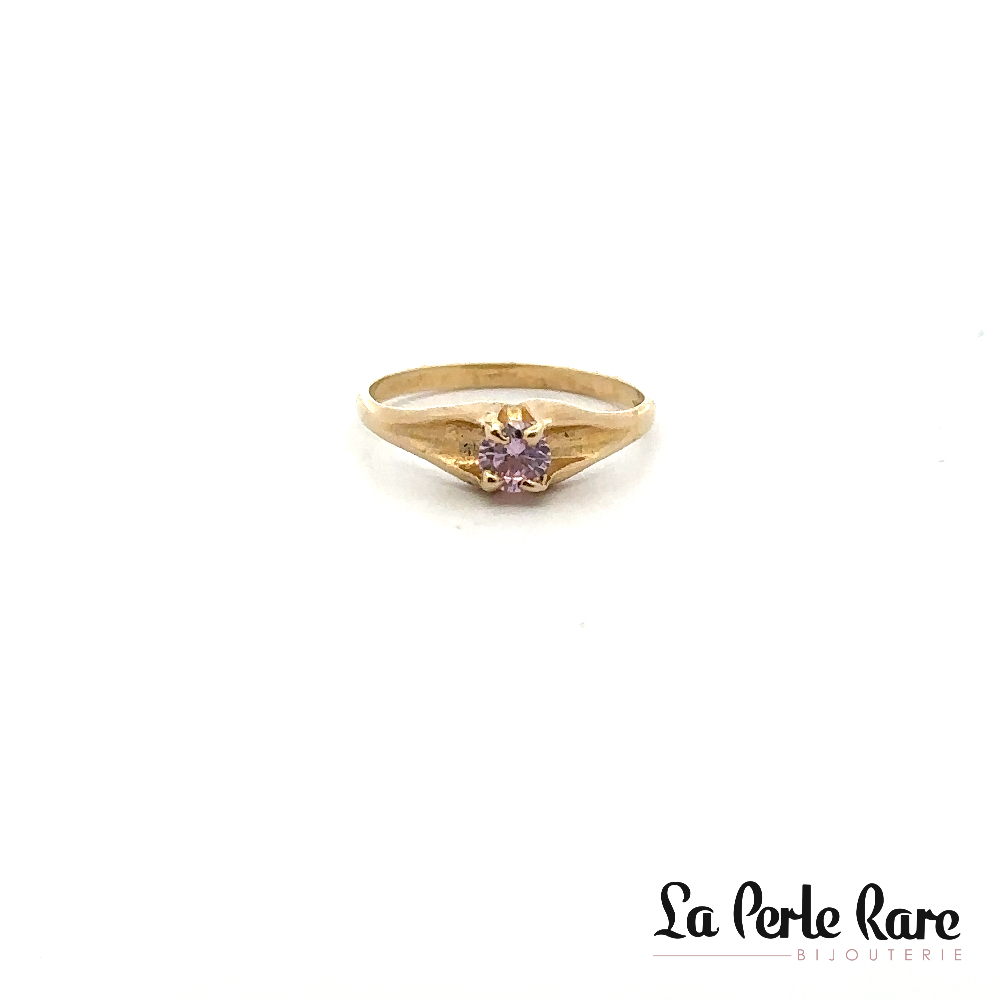 Bague or jaune 10 carats, zircon rose - LPR-1062 - Exclusivités