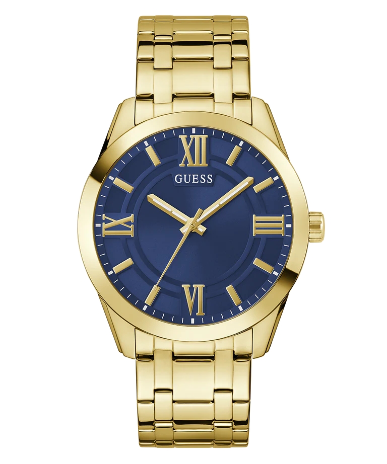 Montre acier inoxydable doré, fond bleu - GW0893G5 - Guess