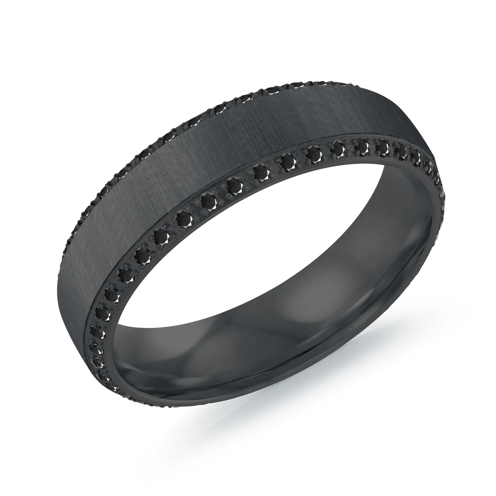 Jonc acier inoxydable noir, zircons noirs, 6 millimètres - SMR80-9 - Italgem Steel