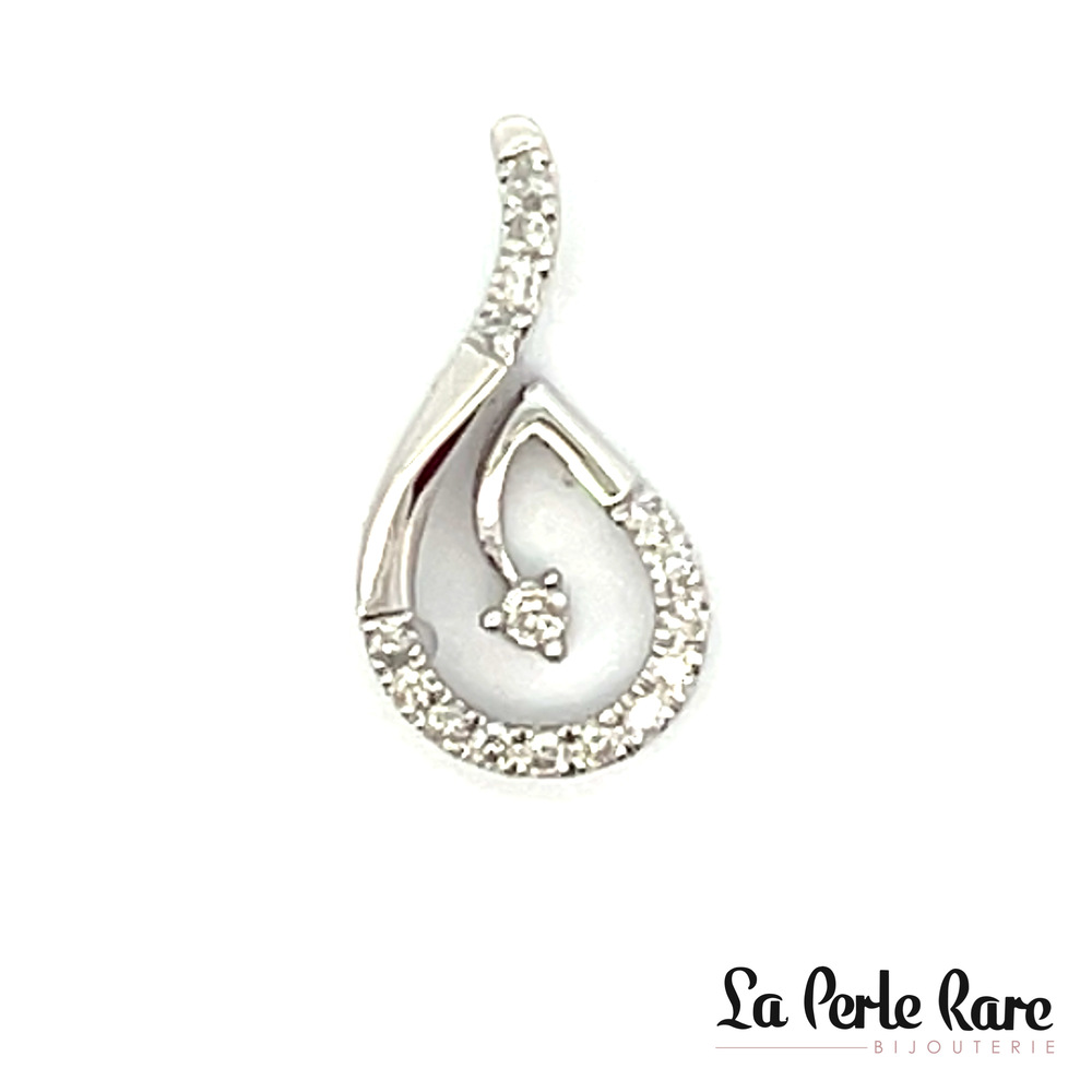 Pendentif or blanc, 20 pts dia tot