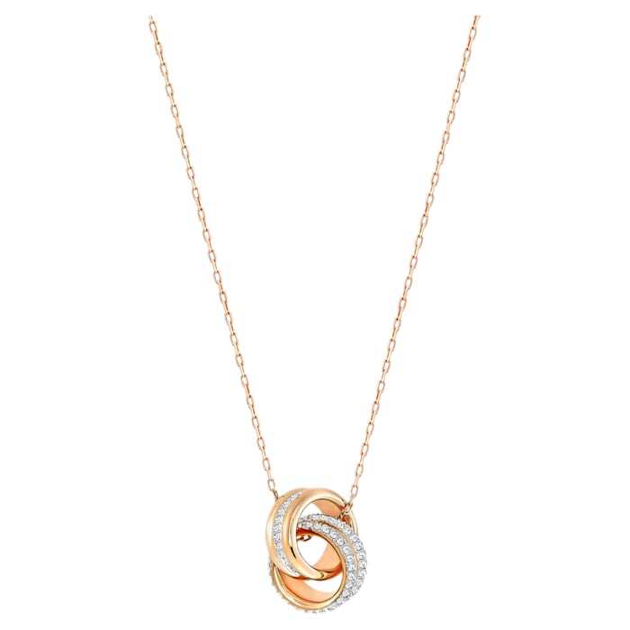 Pendentif métal rosé, cristaux blancs Pendentif métal rosé, cristaux blancs