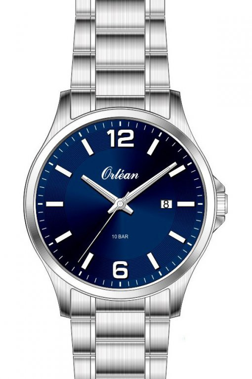Montre acier inoxydable, fond bleu - ME3662 - Orlean