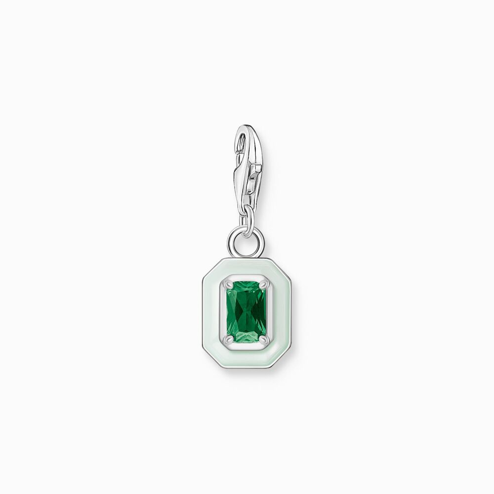 Charm argent, émail vert, gemme vitro-céramique verte - 1917-496-6 - Thomas Sabo