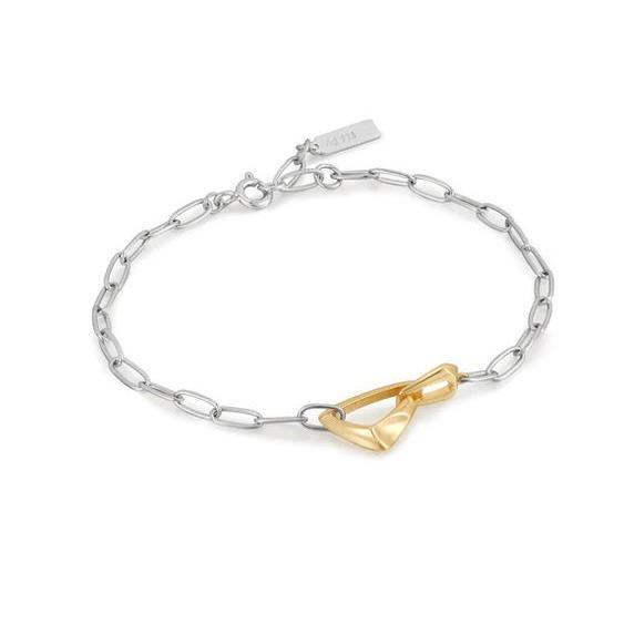 Bracelet argent 2 tons (blanc/jaune) - B049-02T - Ania Haie