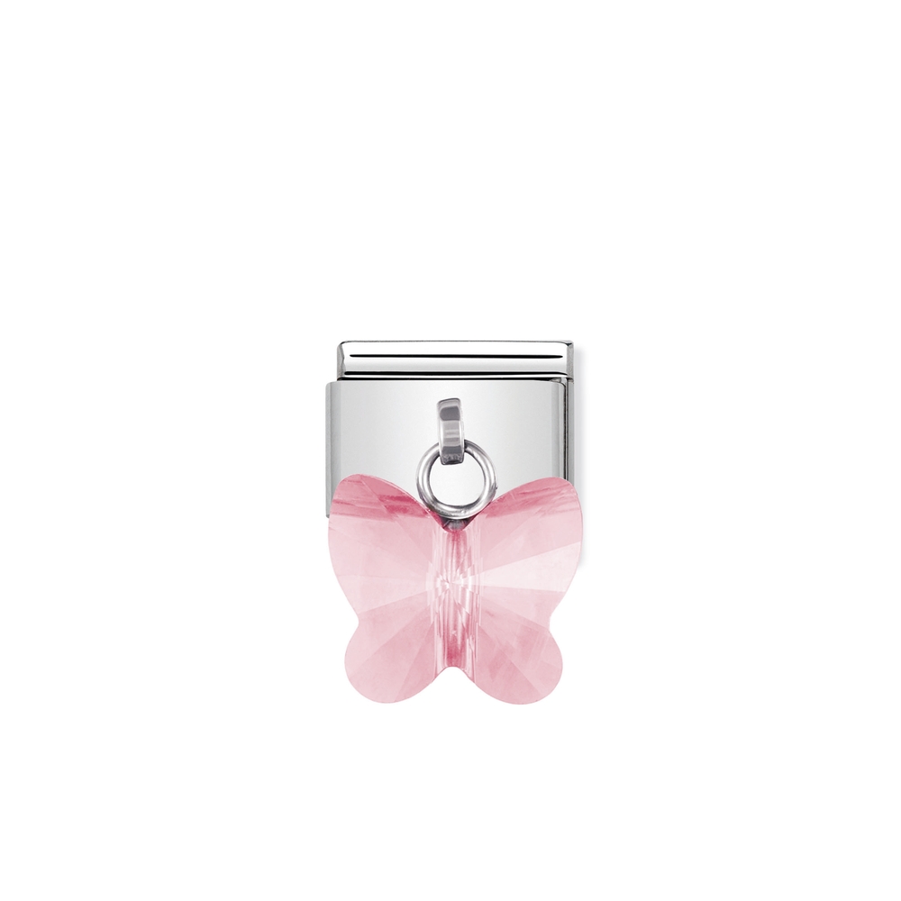 Maille classique papillon, acier inoxydable, cristal rose - 03060411 - NOMINATION