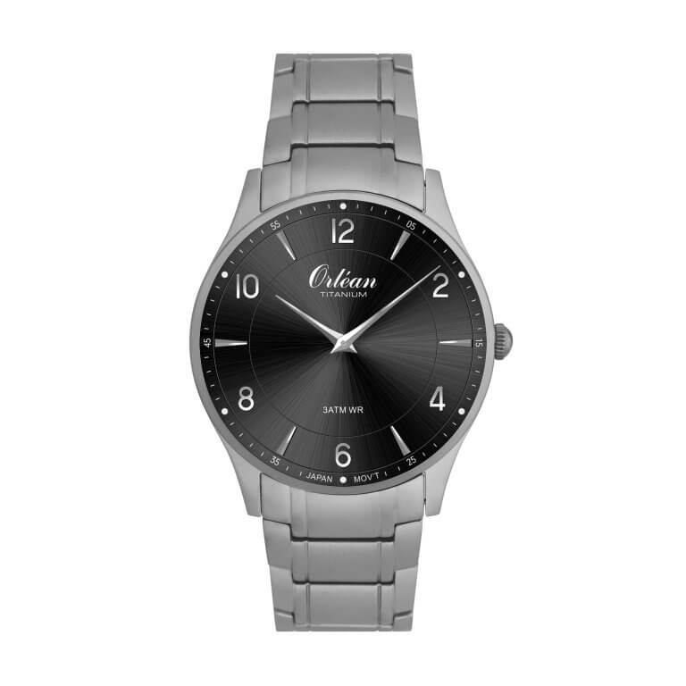 Montre titane, fond noir - ME3588 - Orlean