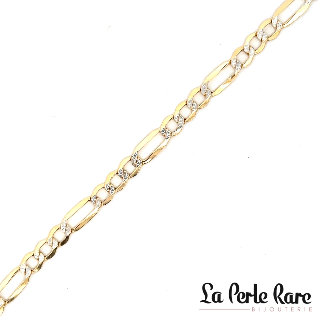 Bracelet figaro, or 2 tons (jaune et blanc) 10 carats - LPR-2894-7.75 - Exclusivités